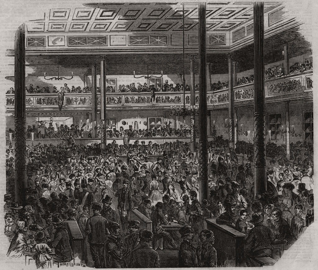 Ball at the Barrier. Montparnasse 1855 old antique vintage print picture